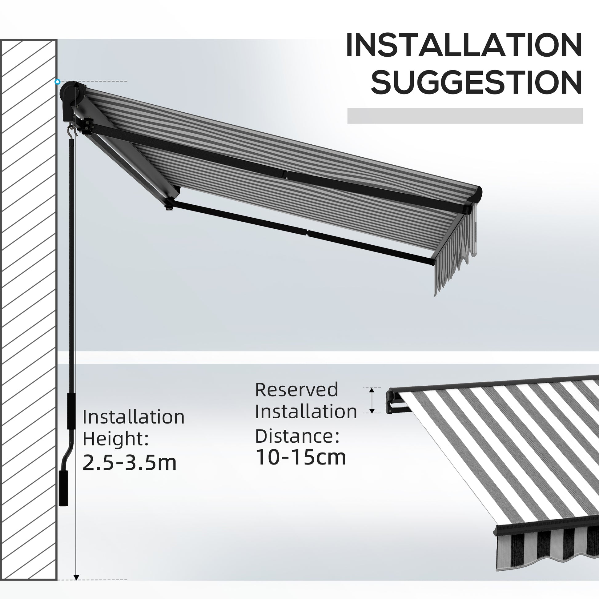 Outsunny 3 x 2m Aluminium Frame Electric Awning, with Remote - Grey/White--ChewyGames-ChewyGames