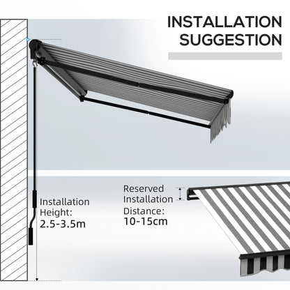 Outsunny 3 x 2m Aluminium Frame Electric Awning, with Remote - Grey/White--ChewyGames-ChewyGames