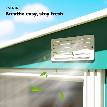 Outsunny 7 x 5ft Galvanised Metal Shed with Sliding Door and Water-Resistant Roof - Green