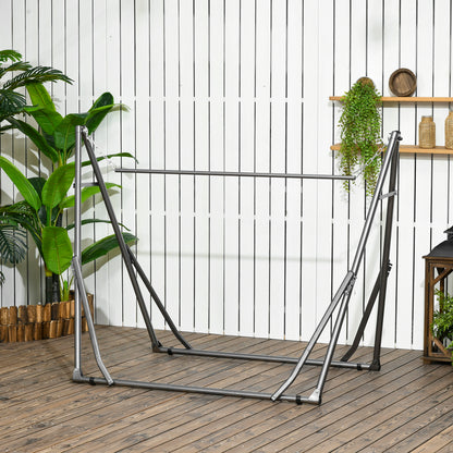 Outsunny Foldable Hammock Stand, Portable Hammock with Metal Frame, 2 in 1 Hammock Net Stand, Clothes Drying Rack, Load Capacity 120kg, for Patio, Garden, Yard, Black