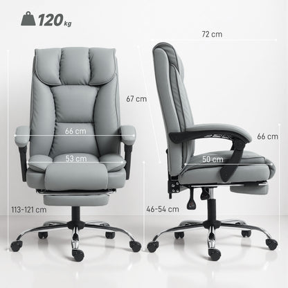 HOMCOM 155° Reclining Faux Leather Swivel Office Chair -Black