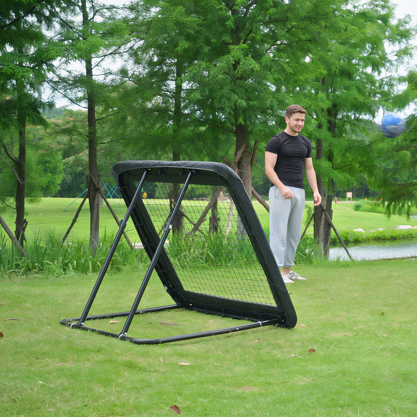 HOMCOM Football Training Net Target Goal, with Adjustable Angles - Black