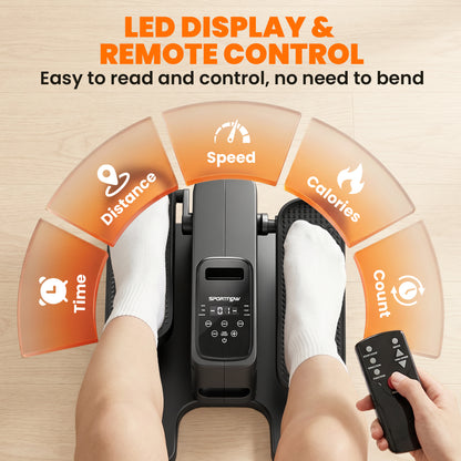SPORTNOW Under Desk Elliptical Machine with Manual & Auto Modes, 12 Adjustable Speed, Remote Control & LED Monitor for Home