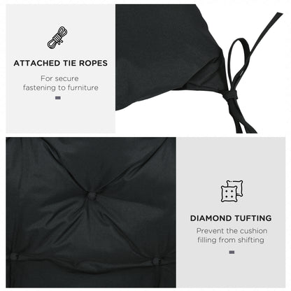 Outsunny 2 Seater Bench Pad, Garden Chair Cushion with Back and Ties for Indoor and Outdoor Use, 98 x 100 cm, Black