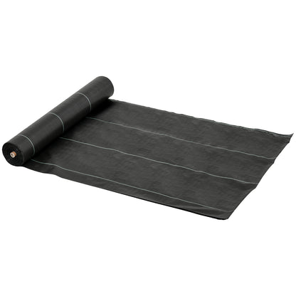 Outsunny 2m x 50m Weed Control Membrane, Heavy Duty Weed Control Barrier Fabric, 100gsm Ground Cover for Patios, Garden