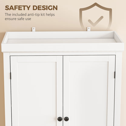 HOMCOM Tall Kitchen Cupboard, 183 cm Freestanding Storage Cabinet with Drawer, 4 Doors and Adjustable Shelves, White