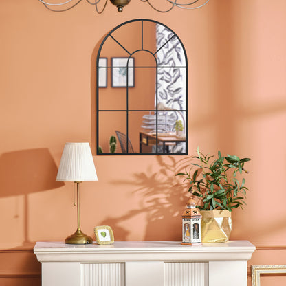 HOMCOM 90 X 61cm Arched Grid Mirror - White