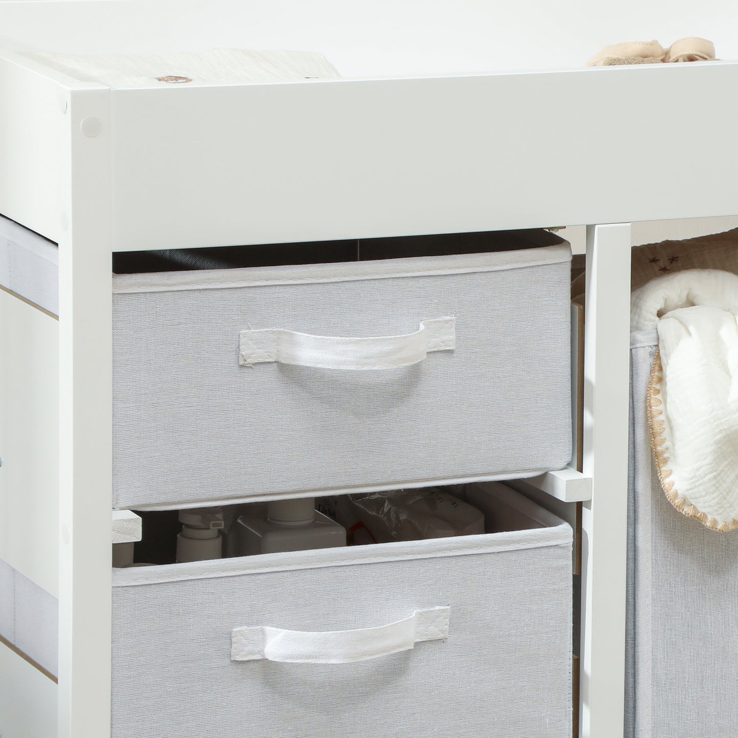 AIYAPLAY Baby Changing Unit with 4 Storage Drawers, Mat for Bedroom Nursery, 84 x 84.5 cm, White