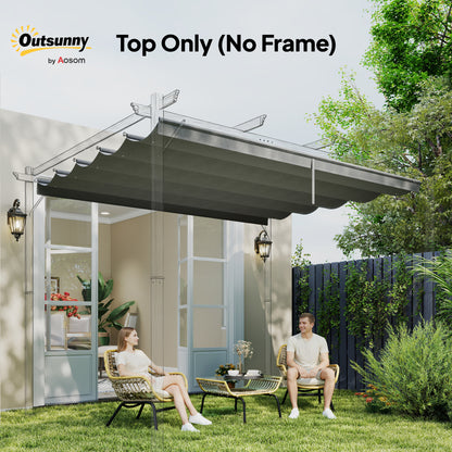Outsunny Retractable Pergola Cover, 3.5 x 2.6 m Replacement Canopy Fabric for 4 x 3 m Frame, Roof Top Only, Light Grey