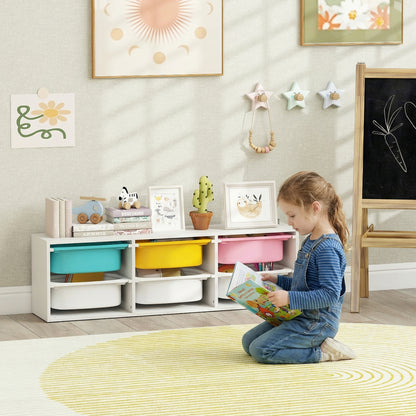 AIYAPLAY Low Height 2 Tiers Storage Organiser, Kids Toy Storage Unit with 6 Removable Bins for Bedroom, Nursery, Playroom