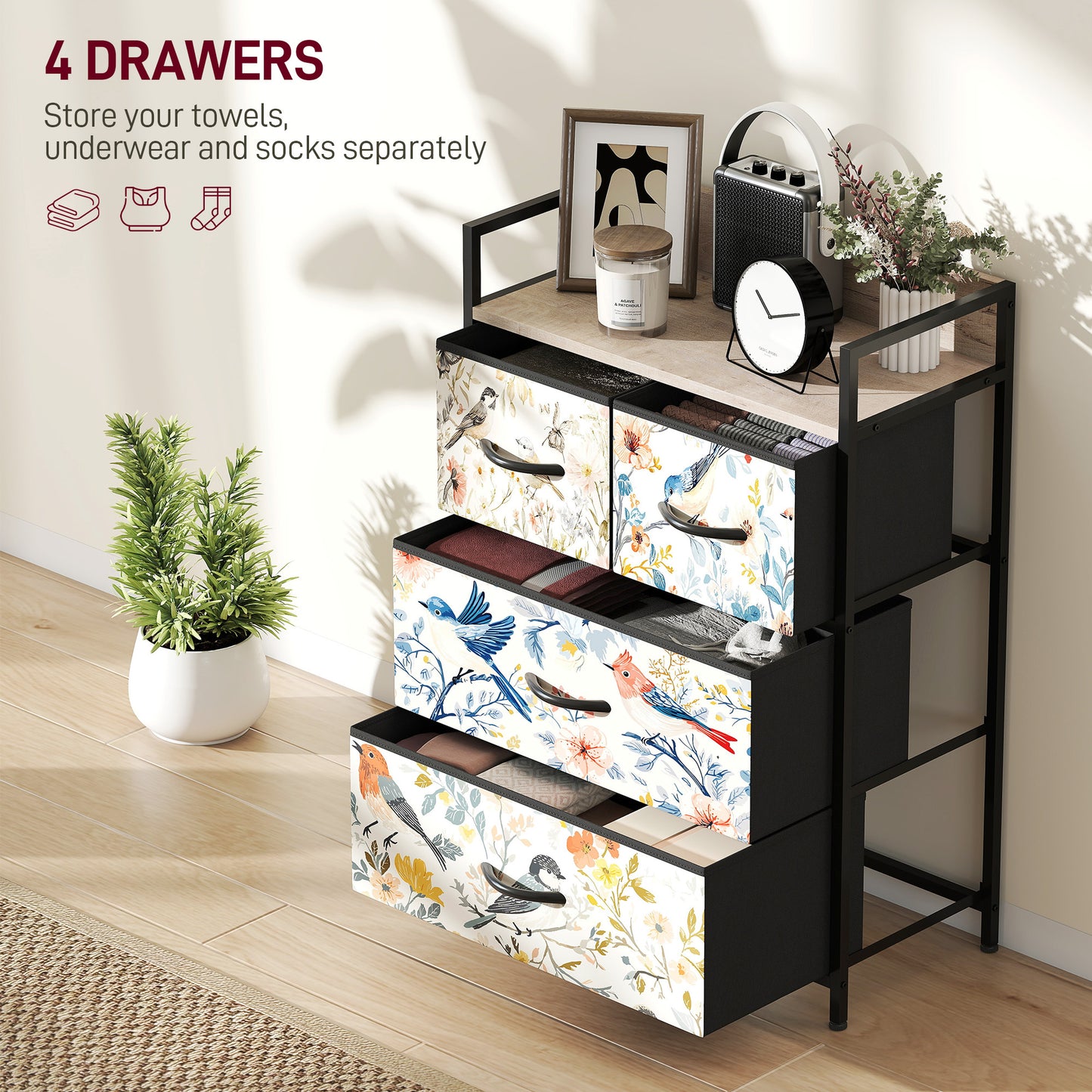 HOMCOM 4-Drawer Chest of Drawers - White