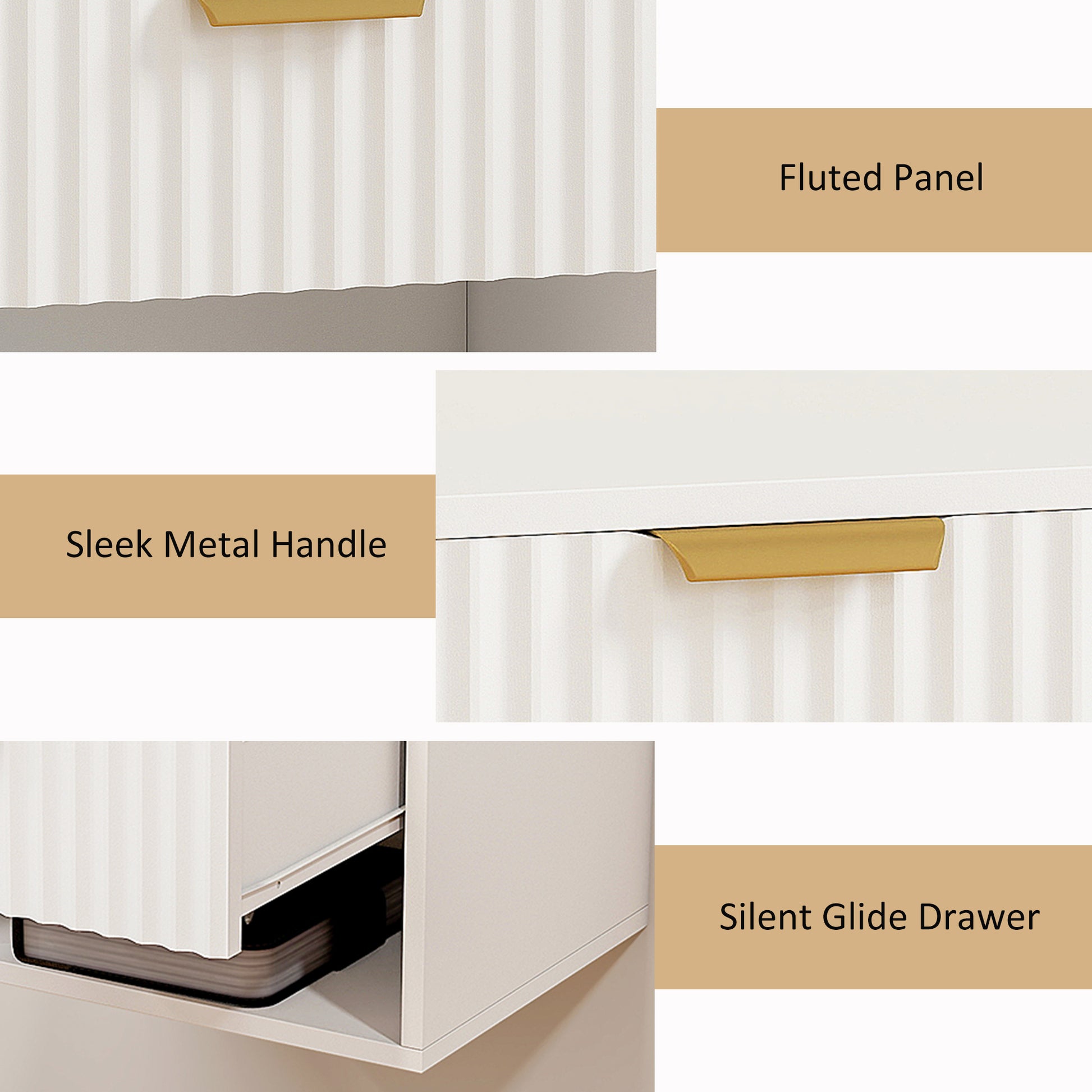 HOMCOM Floating Nightstands Set of 2, Modern Wall Mounted Bedside Tables, White-Nightstands-ChewyGames-ChewyGames