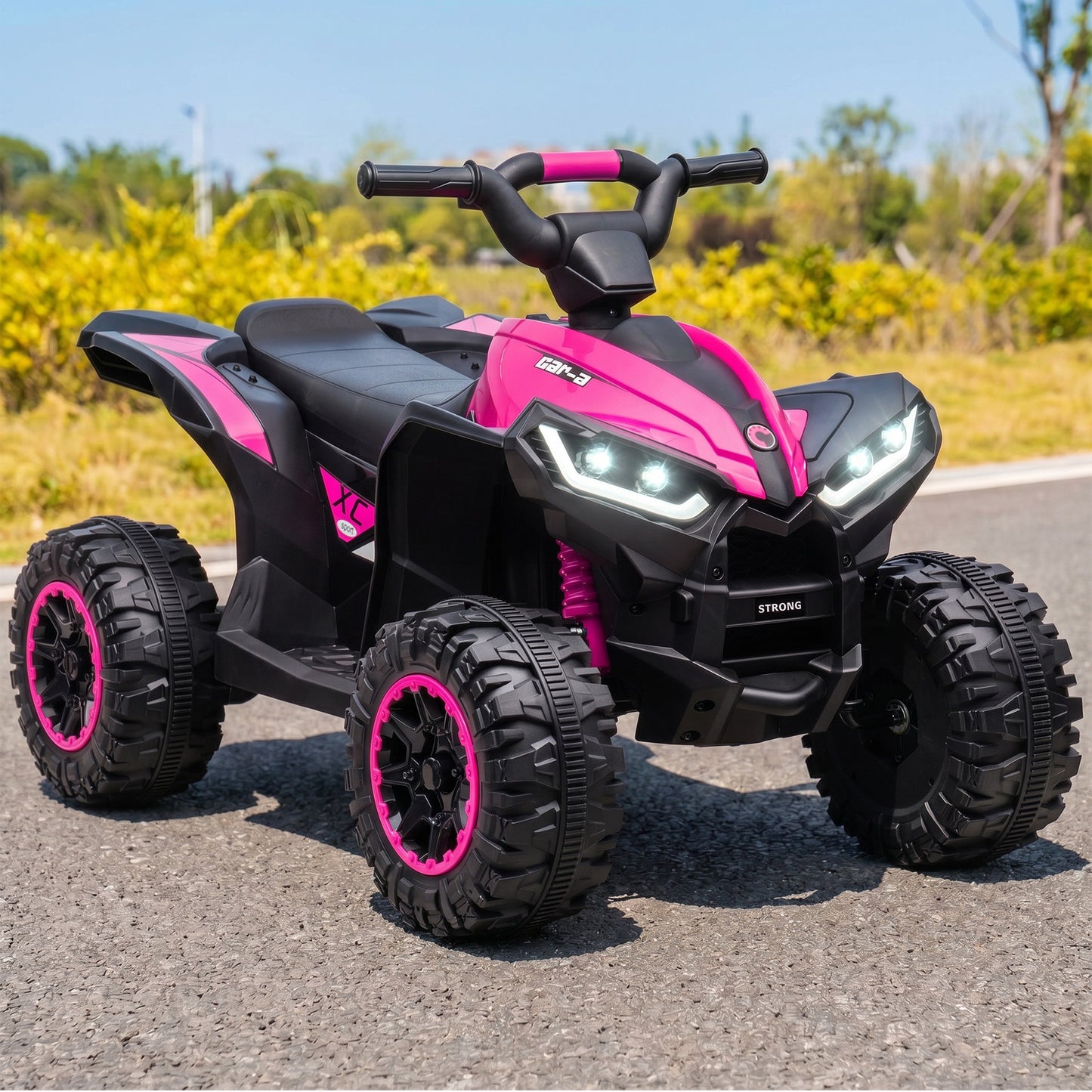 HOMCOM 12V Ride-On Quad Bike w/ Music, Horn, for Ages 3-5 Years - Pink