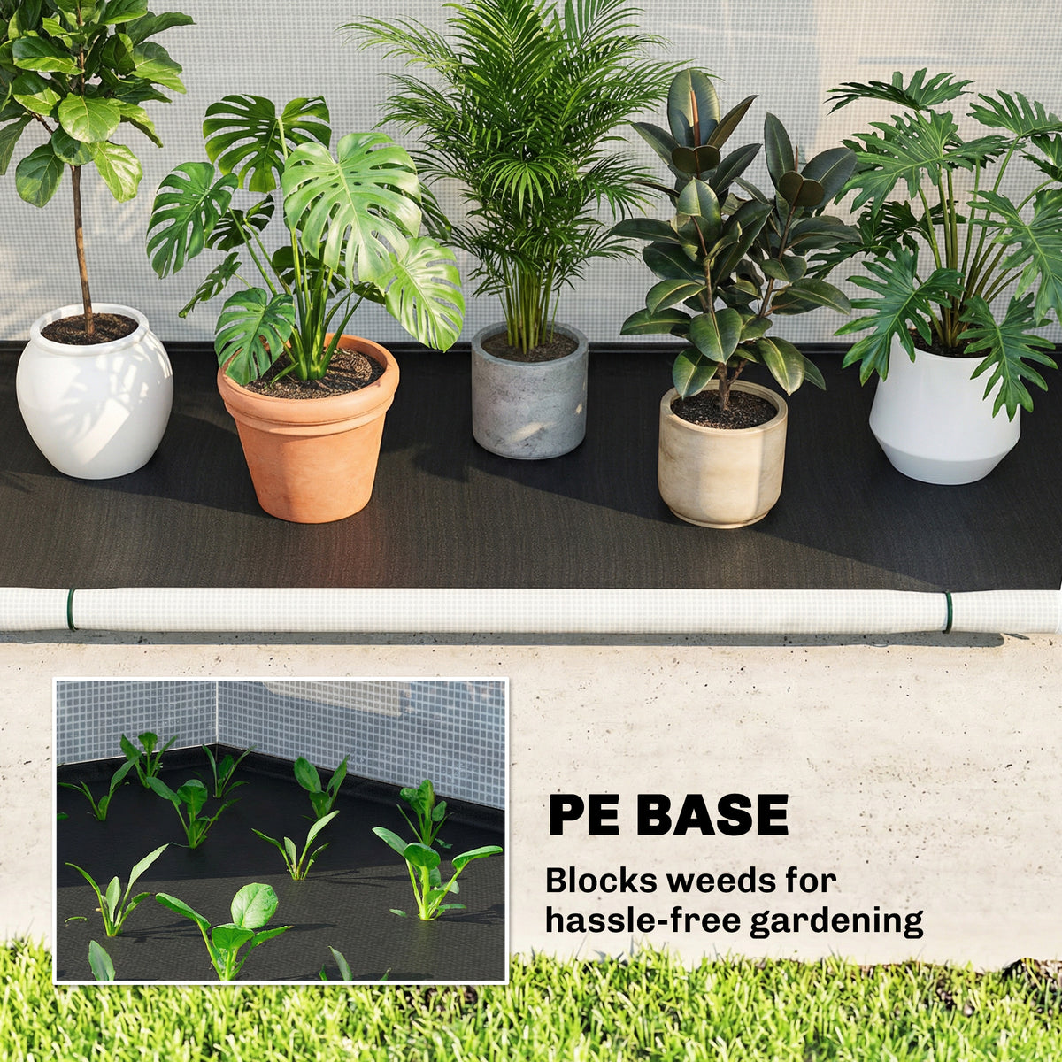 Outsunny Foldable Small Greenhouse, Portable Green House Mini Greenhouse with Zipper Door, PE Base, 200 x 80 x 164 cm, Green