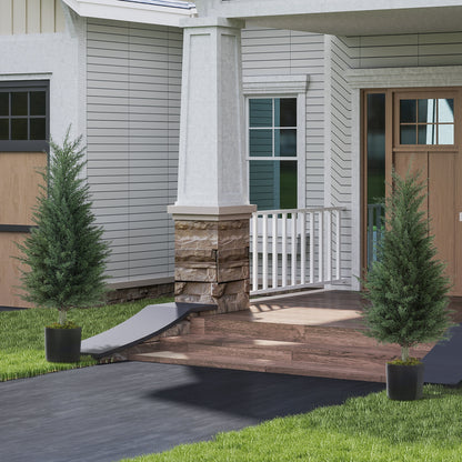 HOMCOM Artificial Cypress Tree, 90 cm Fake Cypress Tree with Plastic Pots, UV-Resistant Faux Plants for Garden Front Porch Decoration, 2 Pack