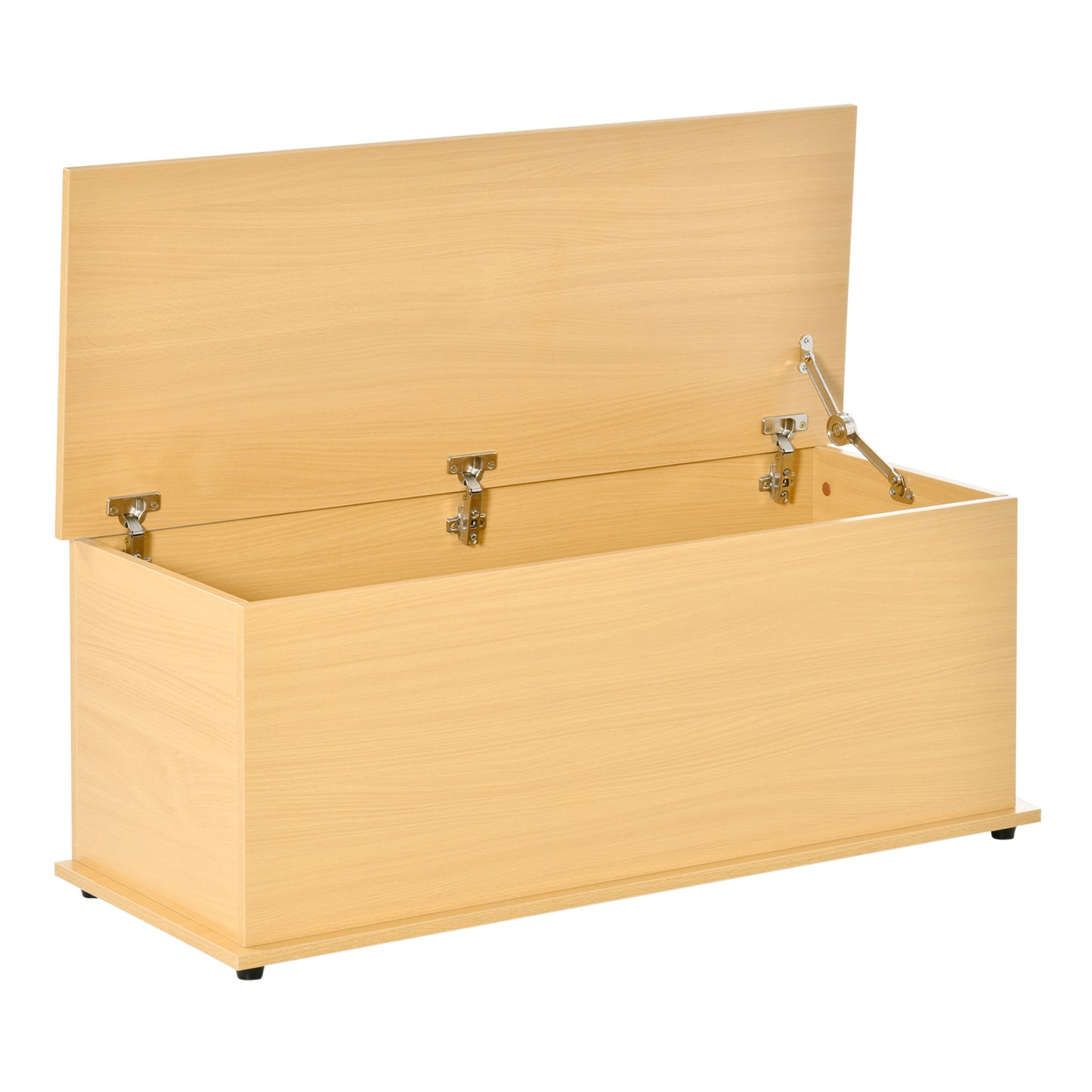 HOMCOM Storage Chest, Large 113L Blanket Box, Shoe Bench with Safety Hinged Lid, Storage Trunk, Bed End Bench for Bedroom, Hallway, Living room, Playroom, 100 x 40 x 40cm, Burlywood--ChewyGames-ChewyGames