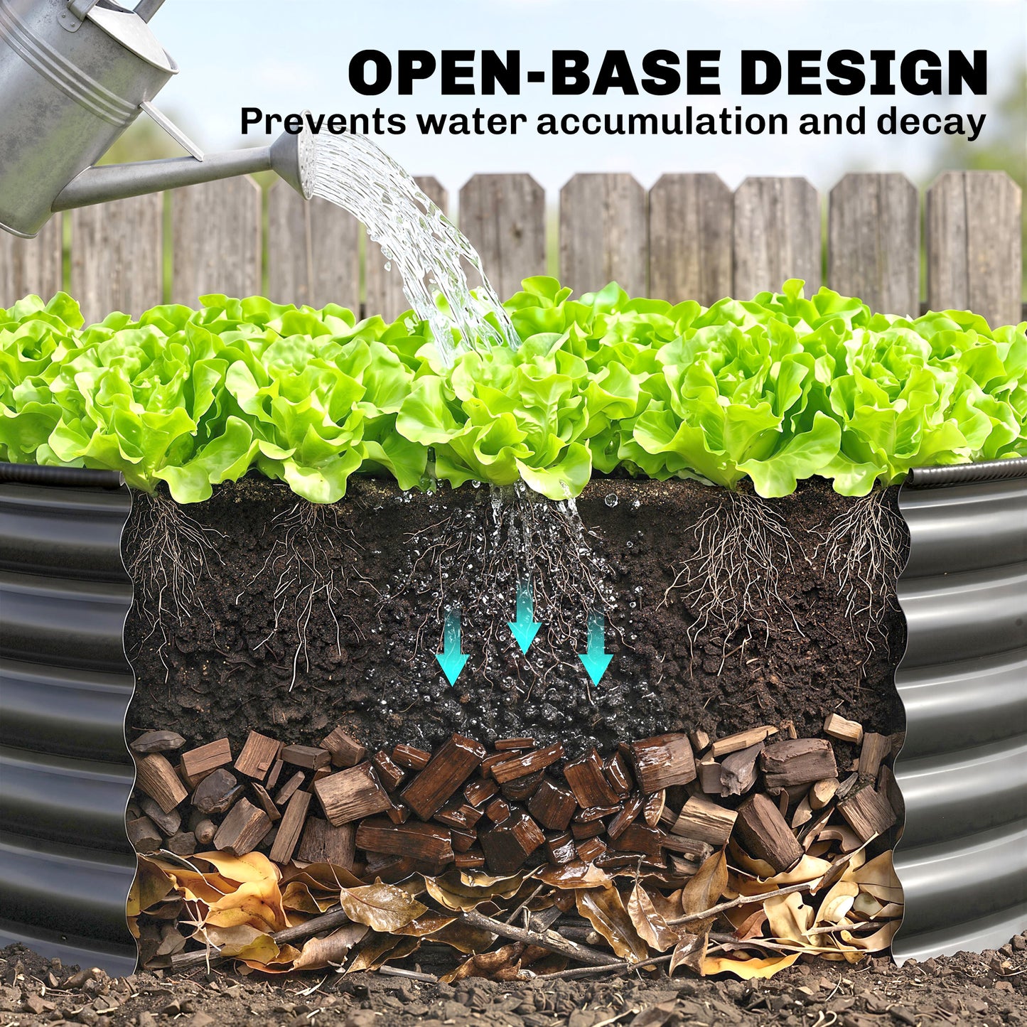 Outsunny Galvanised Raised Garden Bed with Safety Edging, Outdoor Raised Planter Box with Gloves, 120 x 120 x 43cm, Dark Grey