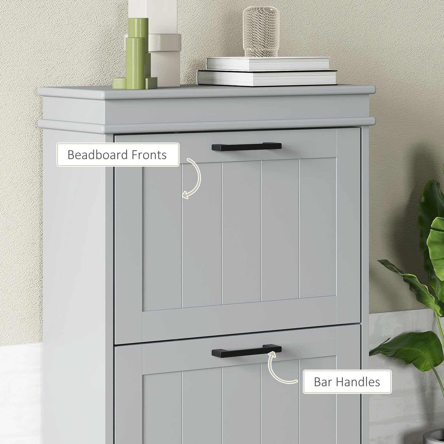 HOMCOM Two-Drawer Minimalistic 10-Shoe Cabinet - Grey