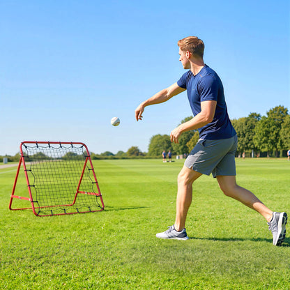 HOMCOM Rebounder Net, Practise Kickback Goal, for Teens, Adults Training - Red