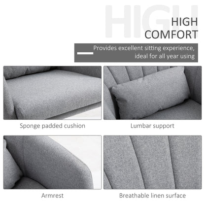 HOMCOM Swivel Accent Chair, Linen Fabric Tub Vanity Chair, Modern Armchair with Adjustable Height and Lumbar Support for Living Room Bedroom Salon Make up Room Dressing Table, Light Grey