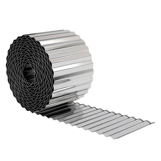 Outsunny Metal Garden Edging Border, 8 in x 21.3 ft Corrugated Heavy Duty Galvanised Steel Lawn Edging, Silver Tone--ChewyGames-ChewyGames