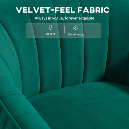 HOMCOM Velvet-Feel Shell Back Accent Chair - Green