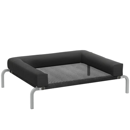 PawHut Elevated Dog Bed with Removable Bolsters, Raised Dog Bed for Small Breeds, Portable Indoor & Outdoor Pet Cots, Black