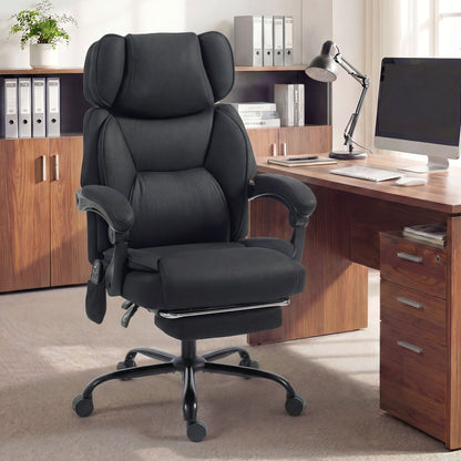 HOMCOM High Back Vibration Massage Office Chair Heated Reclining Computer Chair w/ Adjustable Height, Swivel Wheels, Black