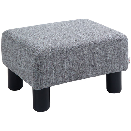 HOMCOM Linen Fabric Footstool Ottoman Cube with 4 Plastic Legs, Grey--ChewyGames-ChewyGames