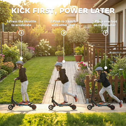 SPORTNOW Electric Scooter for Kids, Foldable E Scooter for Age Age 6+ with LED Display, RGB lights, Up to 16km/h, Black