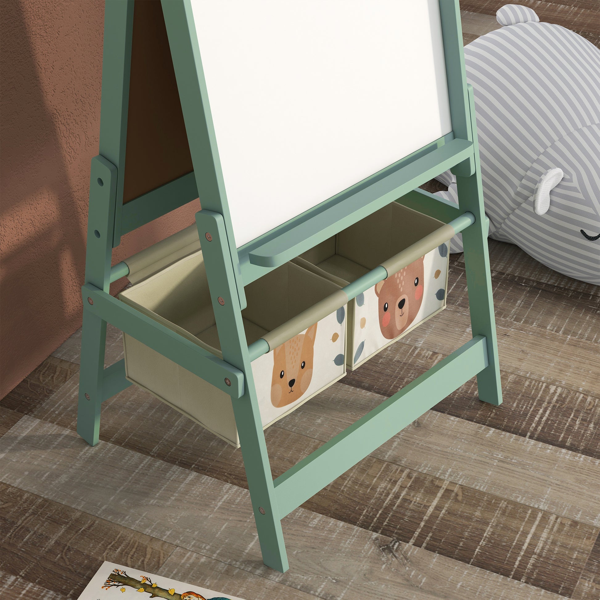 AIYAPLAY Three-In-One Kids Easel with Paper Roll, Art Easel, with Storage - Green--ChewyGames-ChewyGames