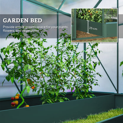 Outsunny 6x6 FT Polycarbonate Greenhouse with Base and Raised Bed, Walk-in Greenhouse with Aluminium Frame, Temperature Controlled Window, Foundation for Plants, Flowers, Vegetable