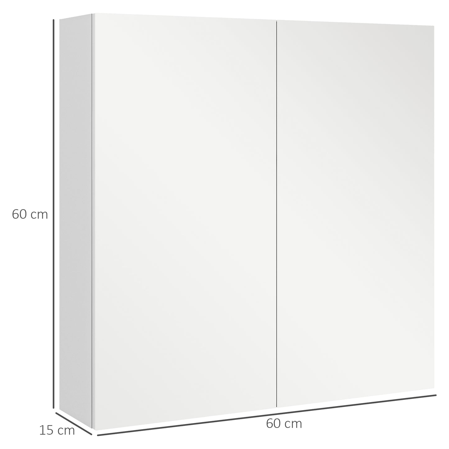 kleankin Bathroom Mirror Cabinet, Wall Mounted Bathroom Storage Cupboard with Adjustable Shelf, 60W x 15D x 60Hcm, High Gloss White-Medicine Cabinets-ChewyGames-ChewyGames