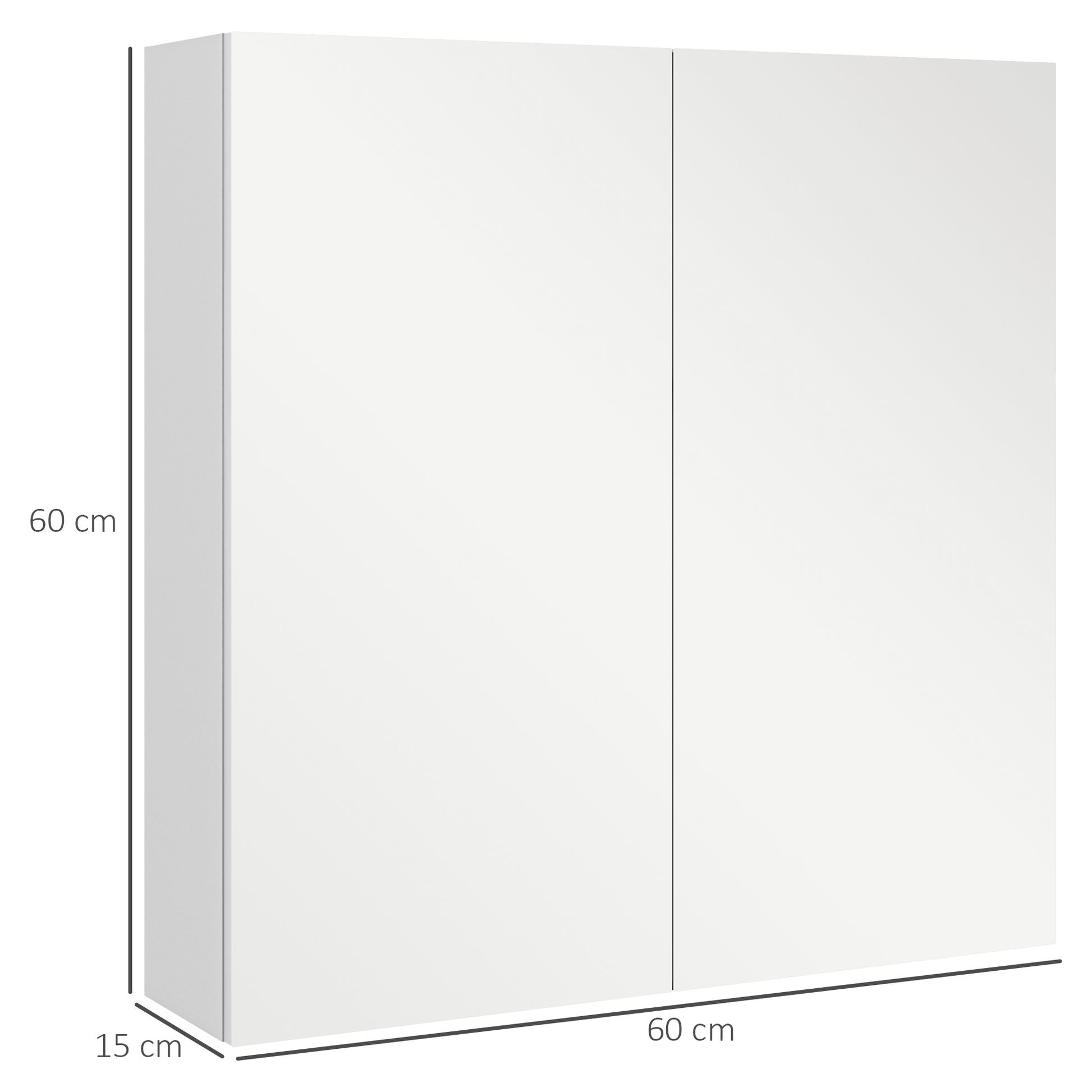 kleankin Bathroom Mirror Cabinet, Wall Mounted Bathroom Storage Cupboard with Adjustable Shelf, 60W x 15D x 60Hcm, High Gloss White-Medicine Cabinets-ChewyGames-ChewyGames