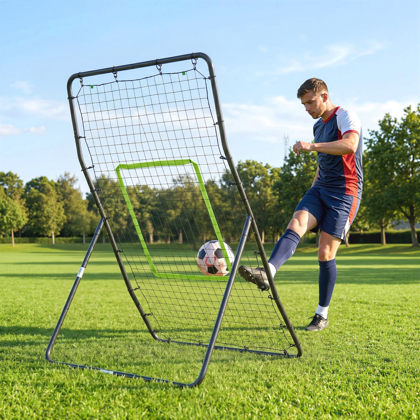 HOMCOM Rebounder Net Playback Game Spot Target Ball Rebounders Training Equipment Play Teaching
