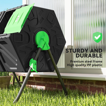 Outsunny 130L Double Chamber Composter - Black