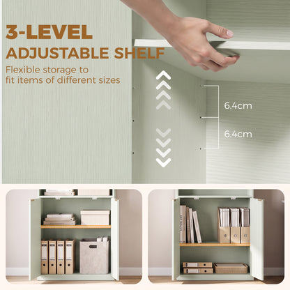 HOMCOM Bookcase Adjustable Shelf Bookshelf Anti-Tip Hardware 6-Tier, Light Green