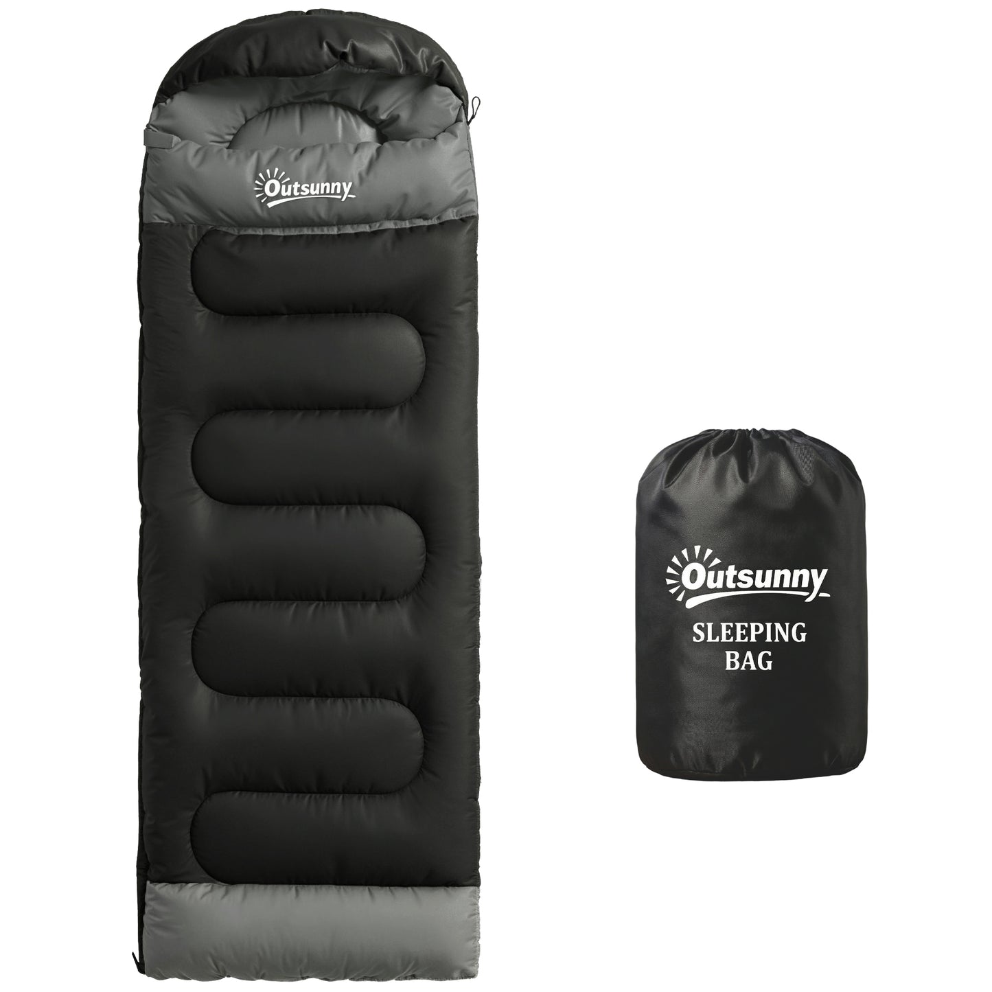 Outsunny Sleeping Bag for Adults, Lightweight & Compact Sleeping Bag, 3 Seasons, Black