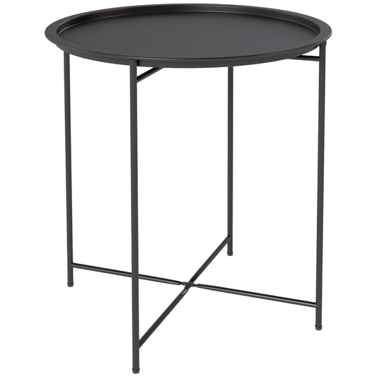 Outsunny Steel Removable Tray Top Garden Table - Black