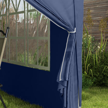 Outsunny 3 x 3 m Garden Pop Up Gazebo, Wedding Party Tent Marquee, Water Resistant Awning Canopy with Sidewalls, Windows, Carry Bag, Blue