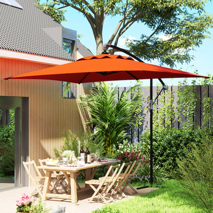 Outsunny 3(m) Cantilever Overhanging Parasol, with Cross Base - Orange--ChewyGames-ChewyGames