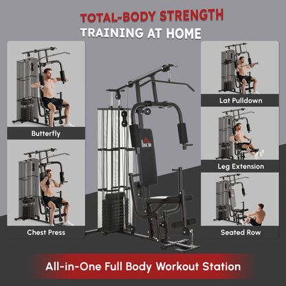 HOMCOM Multifunction Home Gym System Weight Training Exercise Workout Station-Weight Lifting Machines with Pulleys-ChewyGames-ChewyGames