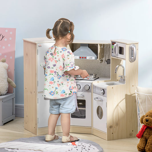 HOMCOM Kids Kitchen Playset, with Accessories, Storage Space--ChewyGames-ChewyGames
