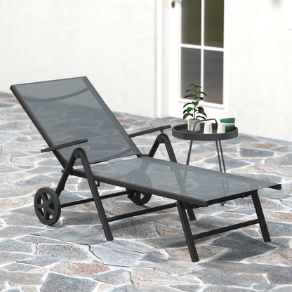 Outsunny Five-Position Reclining Sun Lounger - Grey