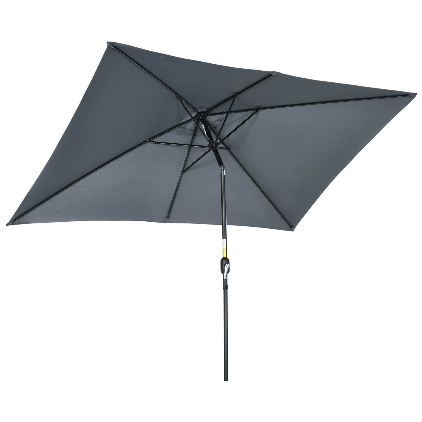 Outsunny 3x2m Garden Parasol Umbrella with Aluminium Pole, Tilt and Crank, Rectangular Outdoor Table Parasol Sun Shade for Patio, Dark Grey