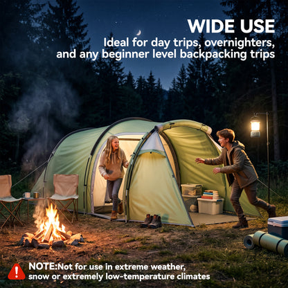 Outsunny Three-Man, Two-Room Tent - Green