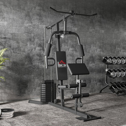HOMCOM Multi-Exercise Gym Station, with 45kg Weight Stack, for Full Body Workout