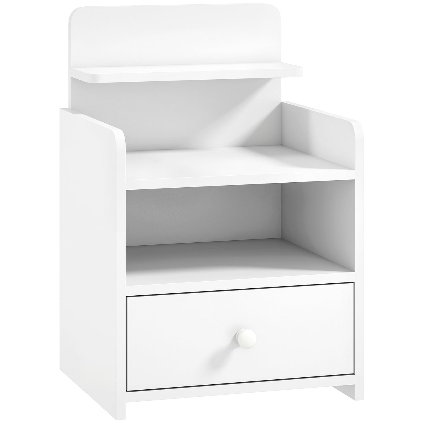 HOMCOM Bedside Cabinet, Bedside Table with Drawer and Shelf for Living Room, White