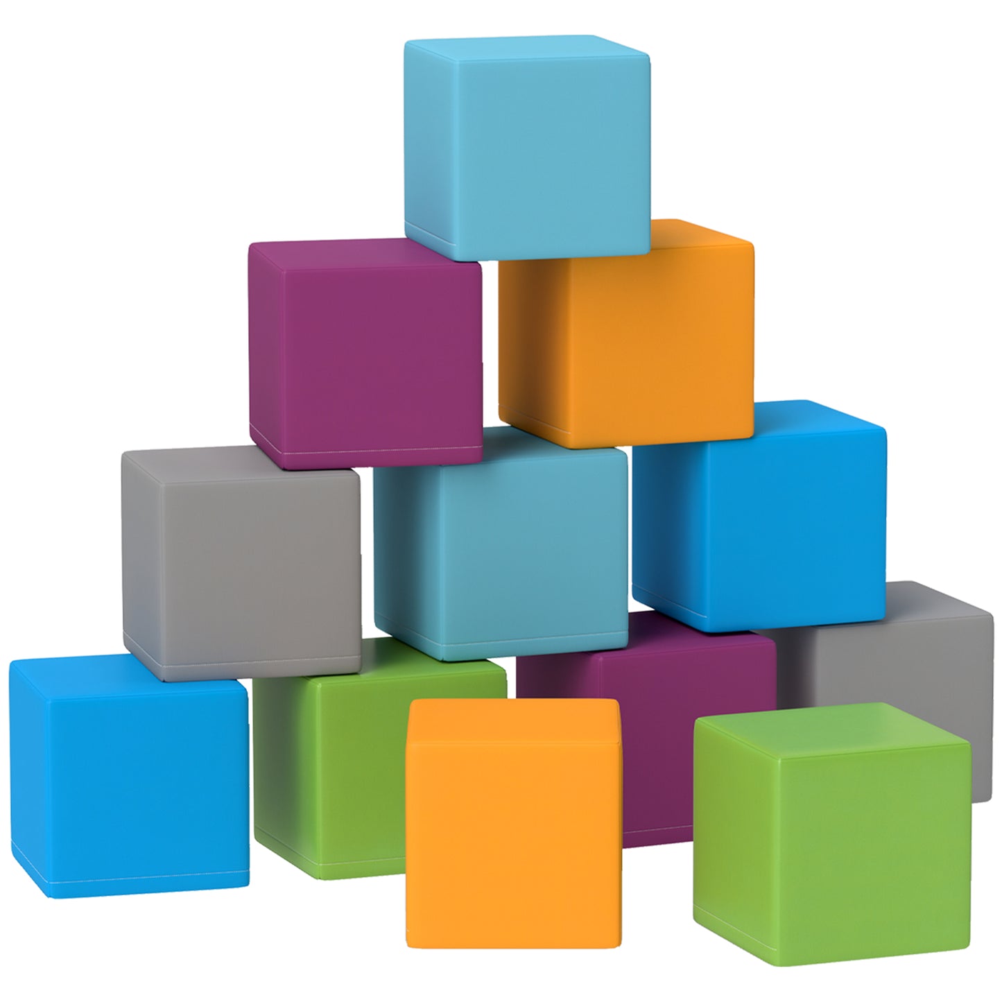HOMCOM 12 PCs Soft Play Blocks, Soft Foam Toy, Building and Stacking Blocks for Kids, Grey