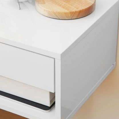 HOMCOM Set of Two Floating Bedside Tables - High Gloss White
